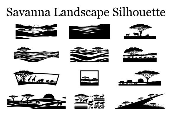 Abstract Savanna Scenery Silhouette Art