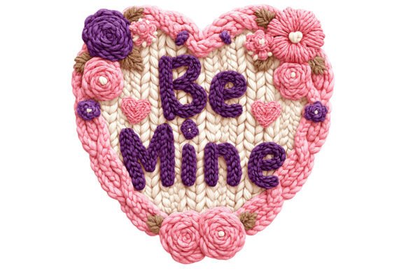 Be Mine Knitted Heart PNG for Cozy Crafts
