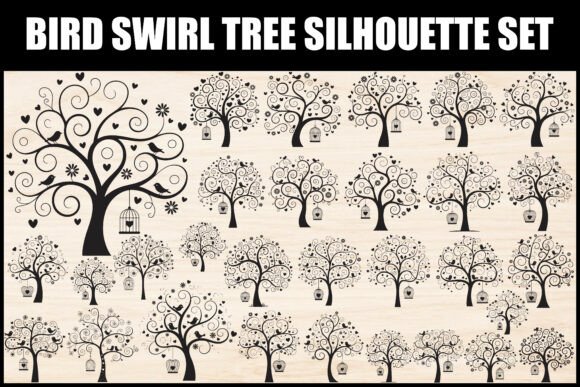 Bird Swirl Tree Silhouette Set: Creative Uses