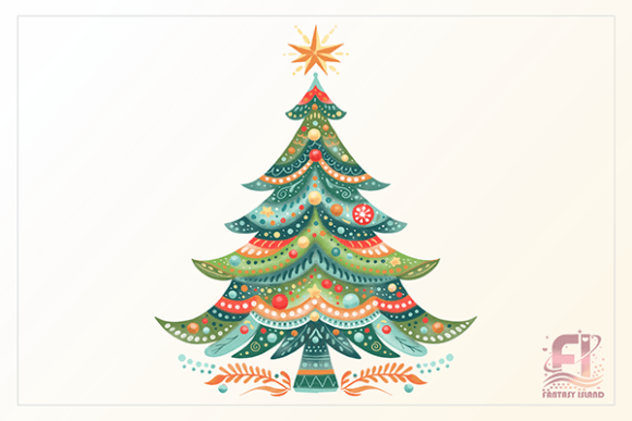 Bringing Warmth to Winter Designs with Christmas Boho Tree Watercolor Clipart