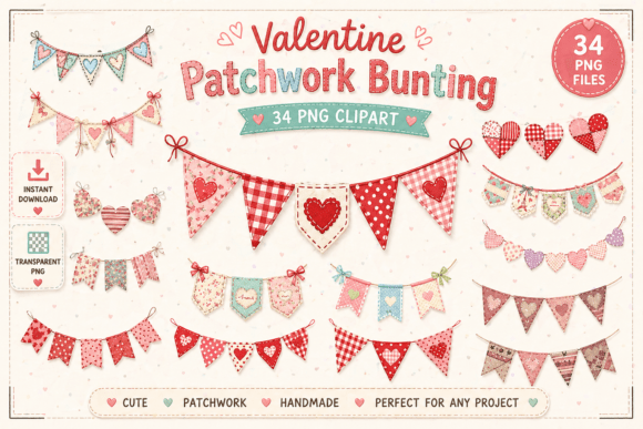Crafting Romance: The Complete Guide to Valentine Patchwork Bunting in Digital Design