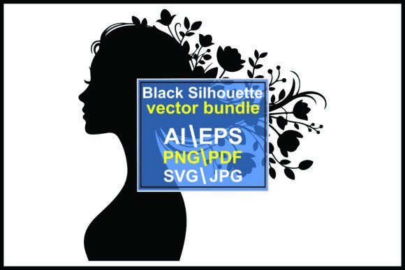 Elegant Silhouette Woman with Flower in Hair Designs