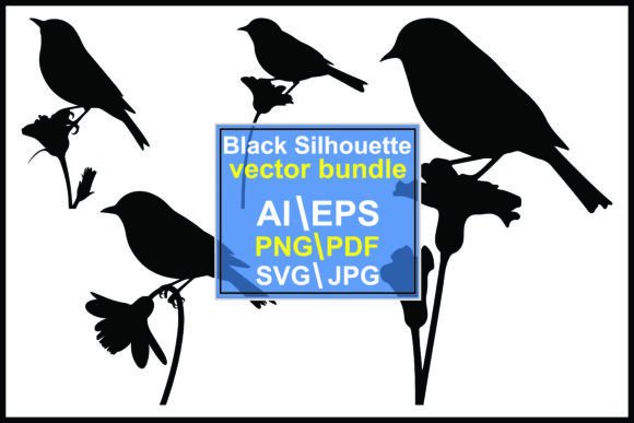 Elevate Your Designs with Silhouettes of Birds on Flower Stems