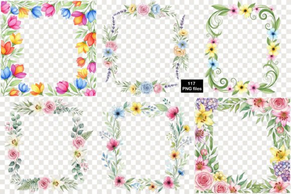 Elevate Your Designs with the Watercolor Floral Frame Bundle