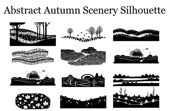Elevating Brand Identity with the Autumn Fall Leaves Landscape Silhouette