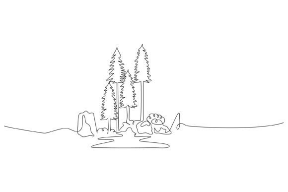 Elevating Brand Narratives with the View of Pine Trees in the Mountains One Continuous Line Design