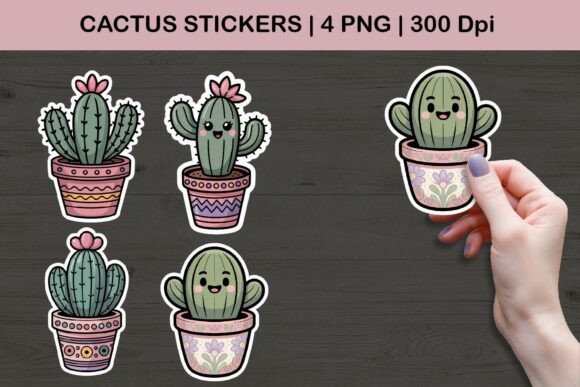 Elevating Digital Narratives with Cute Cactus Sticker Illustrations
