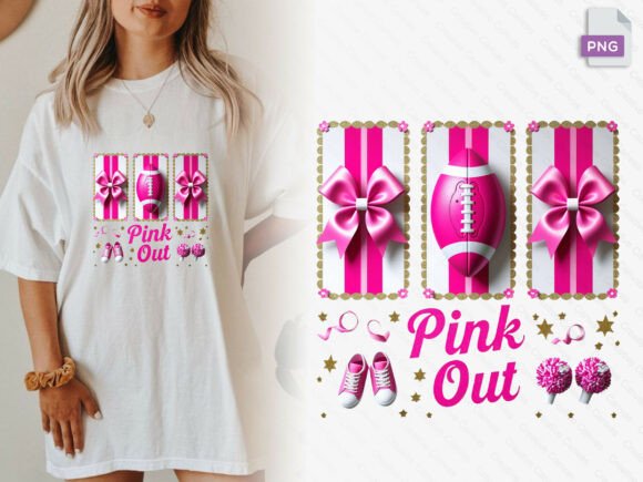 Elevating Game Day Style with the Pink Bow Football Cheer Panel Design PNG