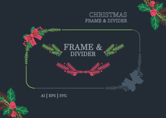 Elevating Holiday Designs with a Christmas Holiday Floral Frame Divider and Wreath Set
