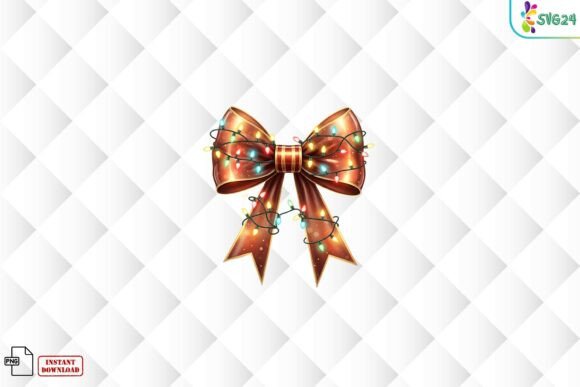Elevating Holiday Designs with the Christmas Bow with Lights PNG
