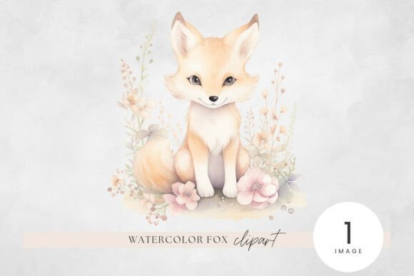 Elevating Modern Design with the Gentle Aesthetic of Soft Floral Fox Watercolor Clipart