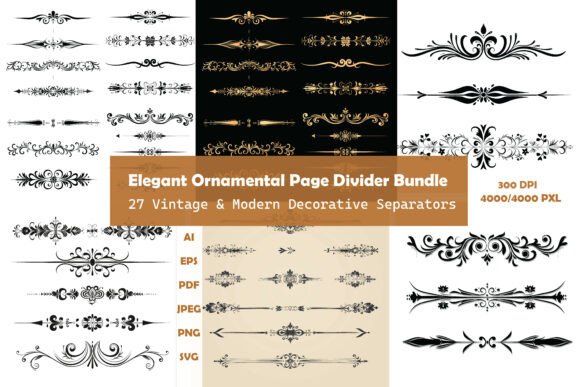 Elevating Visual Narratives with the Ornamental Divider Bundle – 27 Designs