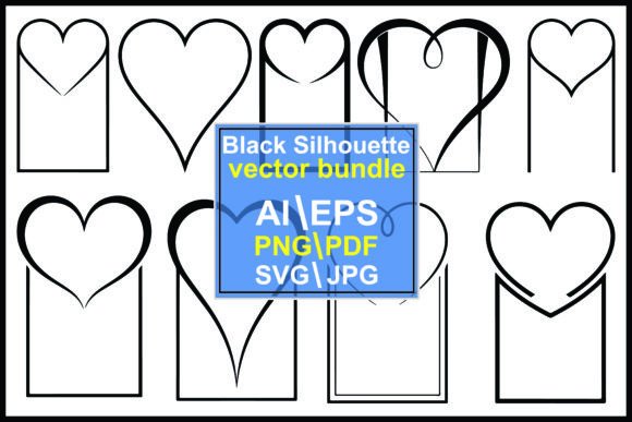 Elevating Your Designs with Black Outline Heart Frames and Rectangular Bases