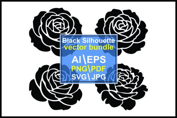 Evaluating Four Black Rose Silhouettes for Versatile Graphic Design Projects