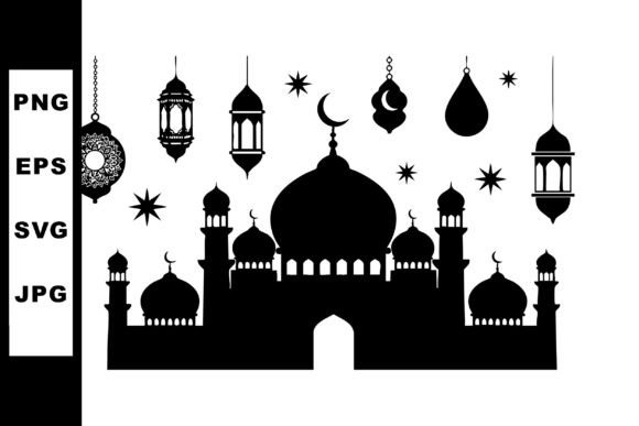Evaluating the Islamic Mosque Silhouette with Hanging Lanterns for Professional Design Projects