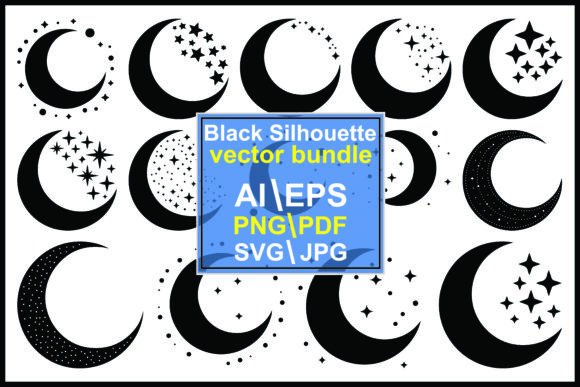 Exploring the Versatility of Silhouette Crescent Moons, Stars, and Dots for Modern Design
