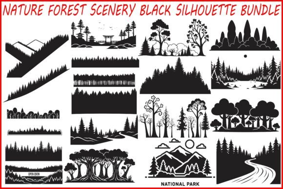 Minimal Forest Landscape Clipart Set for Designers