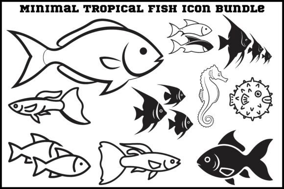 Minimal Tropical Fish Icon Bundle: Clean Design Assets