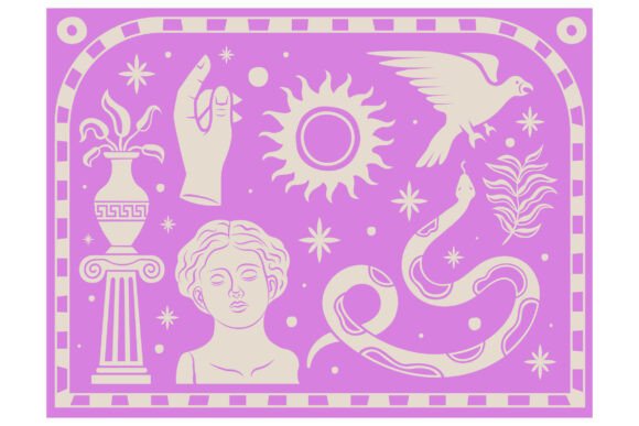 Mythic Pink Relief: A Modern Classical Collage