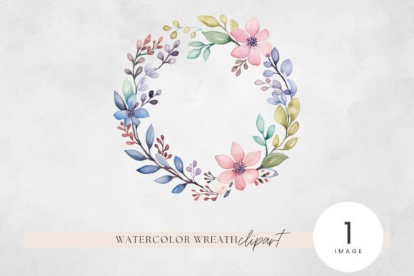 Pink and Blue Pastel Wreath Watercolor Design Guide