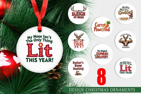 Sassy Reindeer Ornament PNG Quotes for DIY Holiday Decor