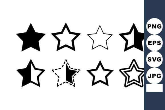 Star Icons Set with Different Fill and O Styles