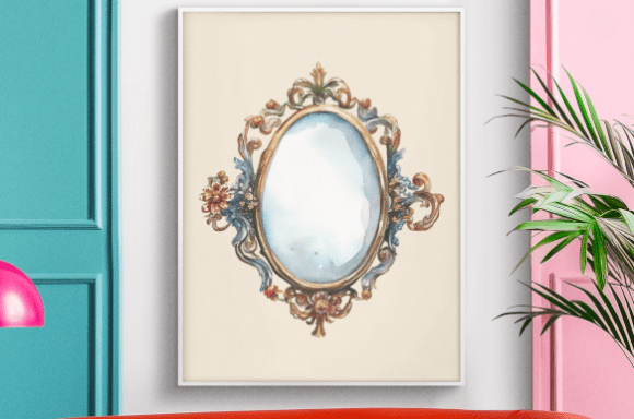 Unlocking the Timeless Elegance of Vintage Ornate Mirrors Through Watercolor Art